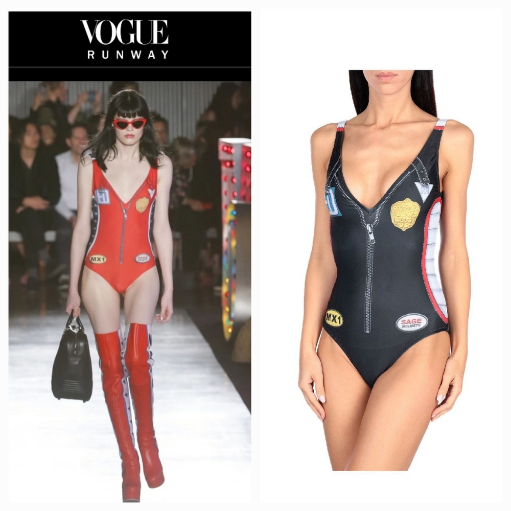MOSCHINO "Racecar" One-Piece Swimsuit
